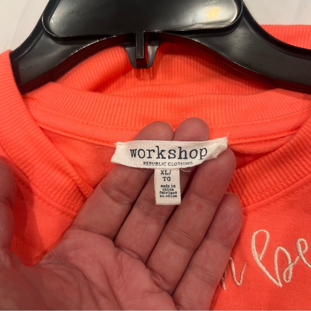 WORKSHOP REPUBLIC CLOTHING "ON BEACH TIME" BRIGHT ORANGE SWEATSHIRT SIZE XL - Picture 7 of 10